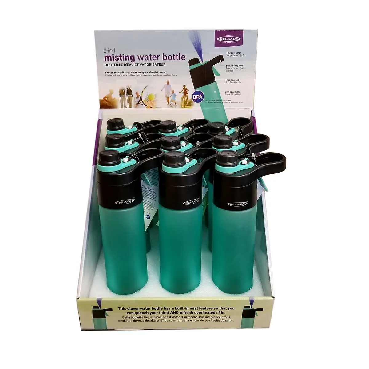 Wholesale 2-In-1 Misting Water Bottle Displayer of 9