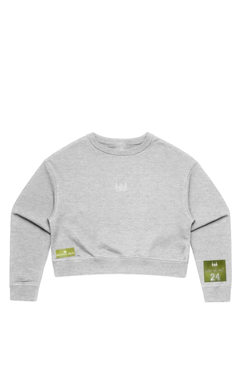 WOLFPACK UNLTD WOMEN CROP CREW SWEATER | ATHLETIC GRAY
