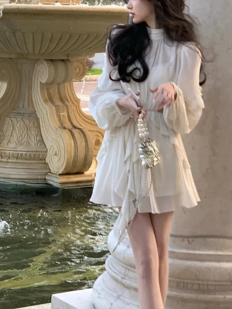 Women's Girls  Chiffon Y2k Lolita Mini Dress Office Casual Long Sleeve Elegant Dress