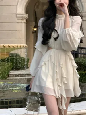 Women's Girls  Chiffon Y2k Lolita Mini Dress Office Casual Long Sleeve Elegant Dress