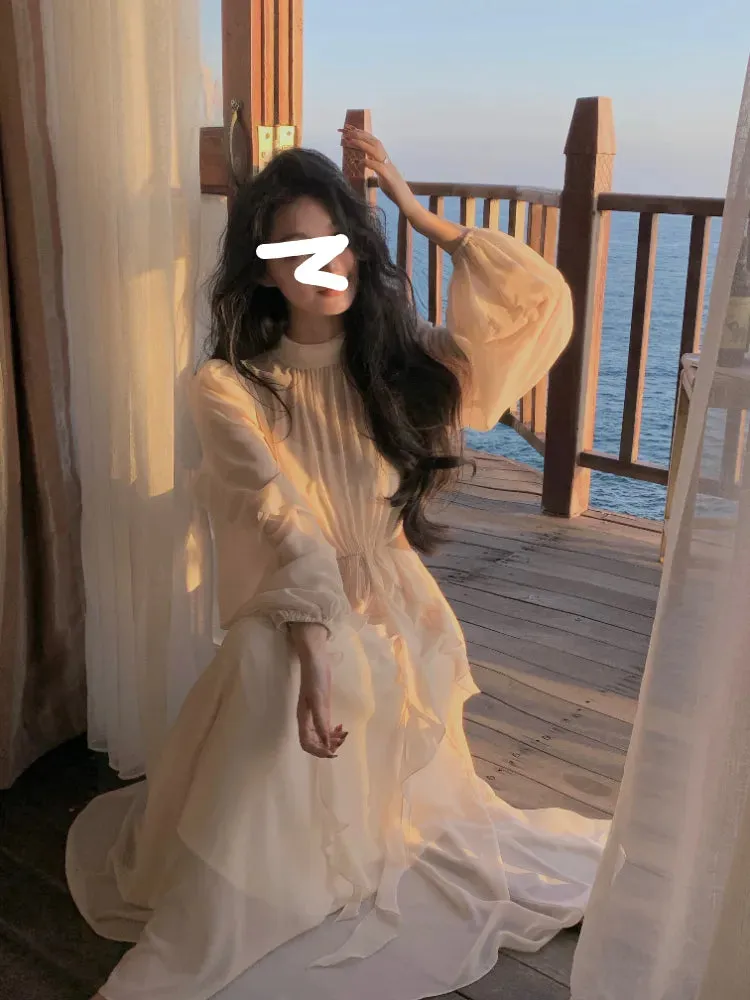Women's Girls  Chiffon Y2k Lolita Mini Dress Office Casual Long Sleeve Elegant Dress