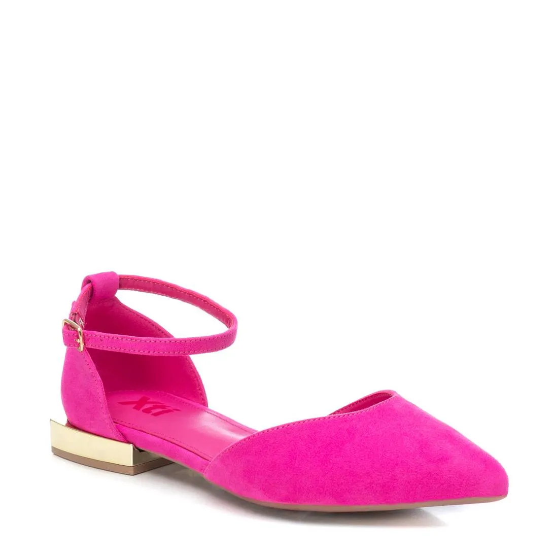 Women's Suede Pointy Toe Ballet Flats By XTI_141426_Bright Pink