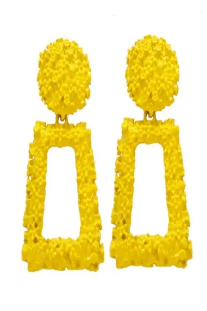 Yellow Chunky Statement Dangle Door Knocker Earrings
