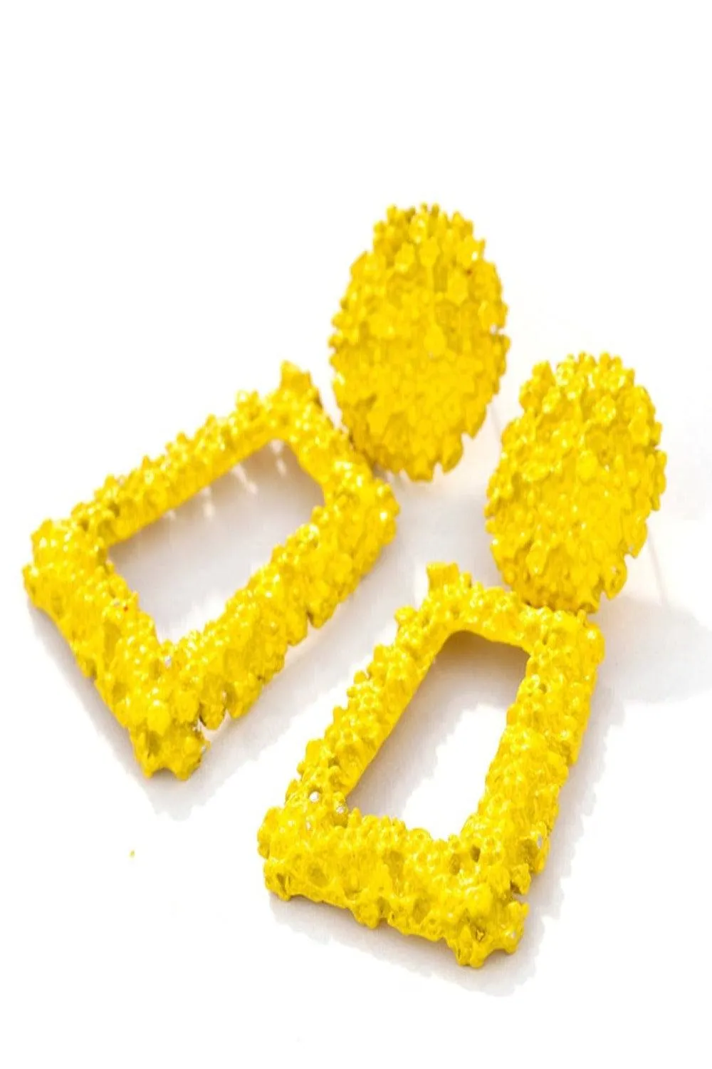Yellow Chunky Statement Dangle Door Knocker Earrings