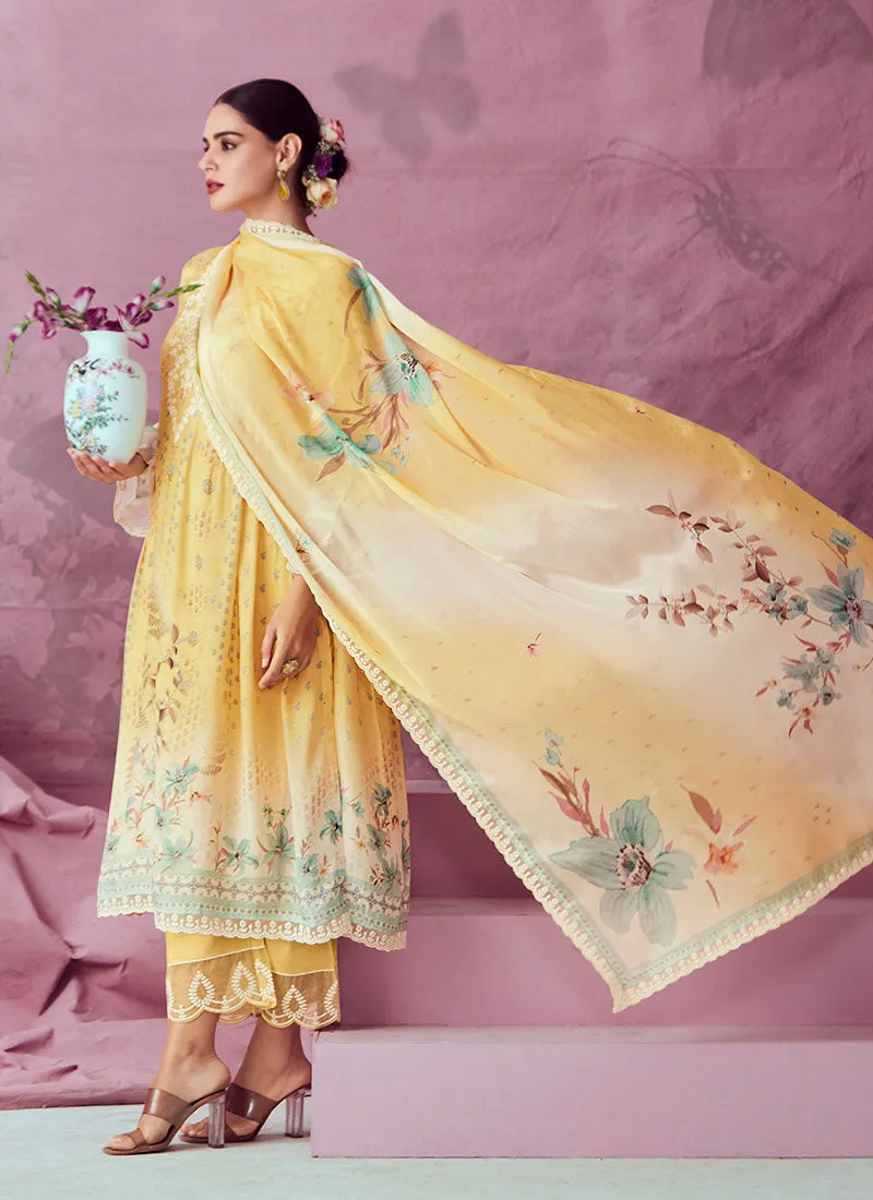 Yellow Embroidered Pakistani Salwar Kameez Suit