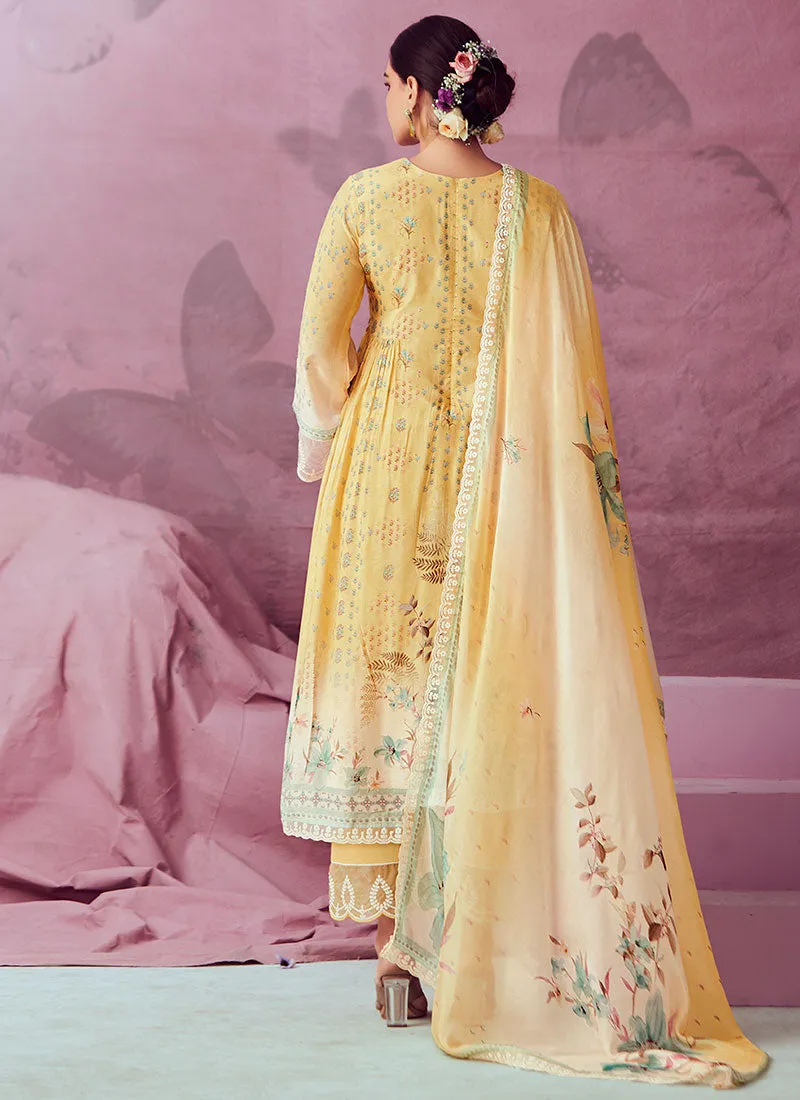 Yellow Embroidered Pakistani Salwar Kameez Suit